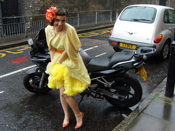 50s yellow tulle dress