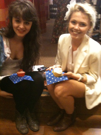Our customers enjoy some light refreshments on the stairs of their favourite vintage shop!