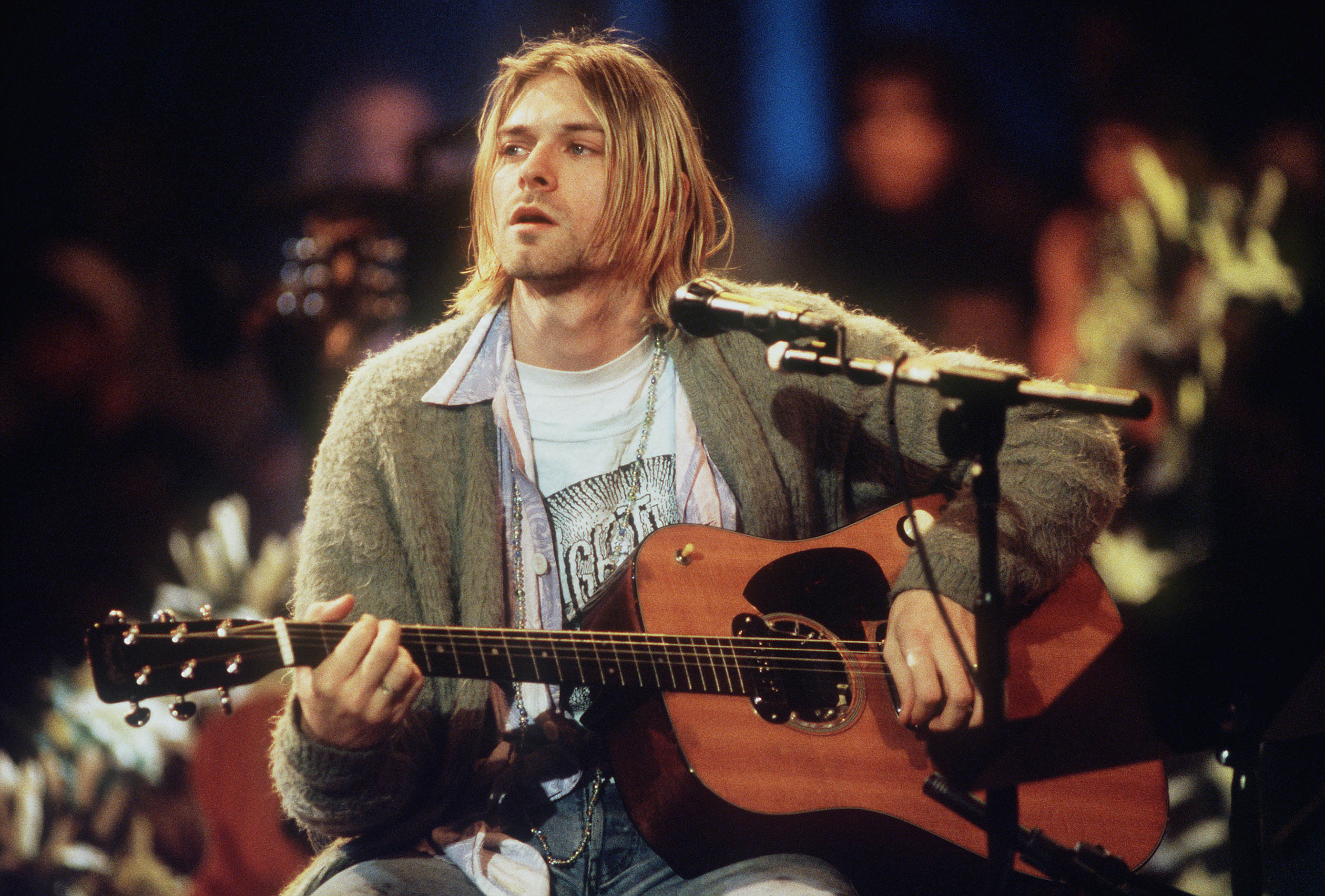 Cobain during the taping of MTV Unplugged at Sony Studios in New York City, 11/18/93. Photo by Frank Micelotta